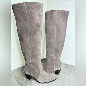 NEW Vince Camuto Sewinny2  Gray Suede Wide Calf Knee High Boot Women Size 8